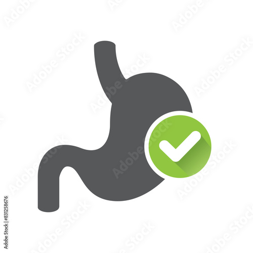 Stomach and check mark - icon, vector.