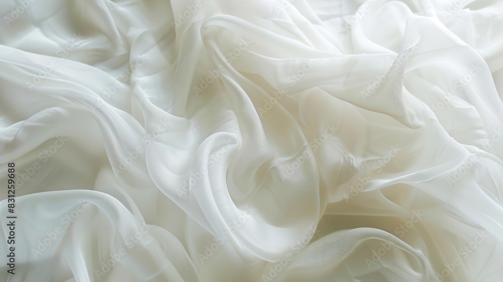 Blurred white fabric texture background with a soft, abstract design, creating a serene and elegant visual effect Blurred white fabric texture background with a soft, abstract design, creating a serene and elegant visual effect