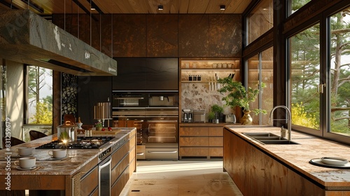 Open kitchen with a focus on natural materials