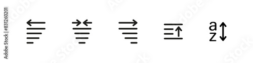 Text orientation vector icons. Text alignment editing icon set.