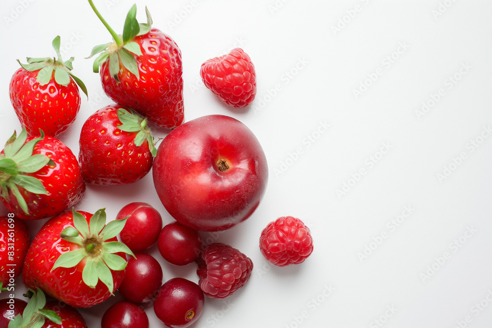Red fruits on a light background Red fruits on a light background