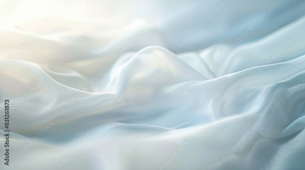 Fototapeta premium Blurred abstract background with white fabric texture, creating a soft and serene visual effect