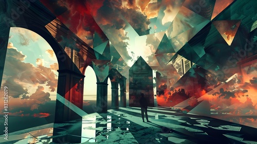 Majestic Castles Adrift in Ethereal Landscapes:A Dreamlike Architectural Wonder photo