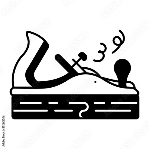 Manual Trimming Tool for Wooden Plank concept, Woodworking Planer Sliding Blade vector icon design, timber and lumber Symbol, Forestry and Deforestation Sign, forest farming and woodlands illustration