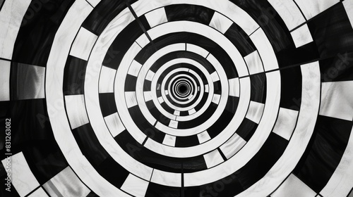 Geometric Circular Design in Black and White