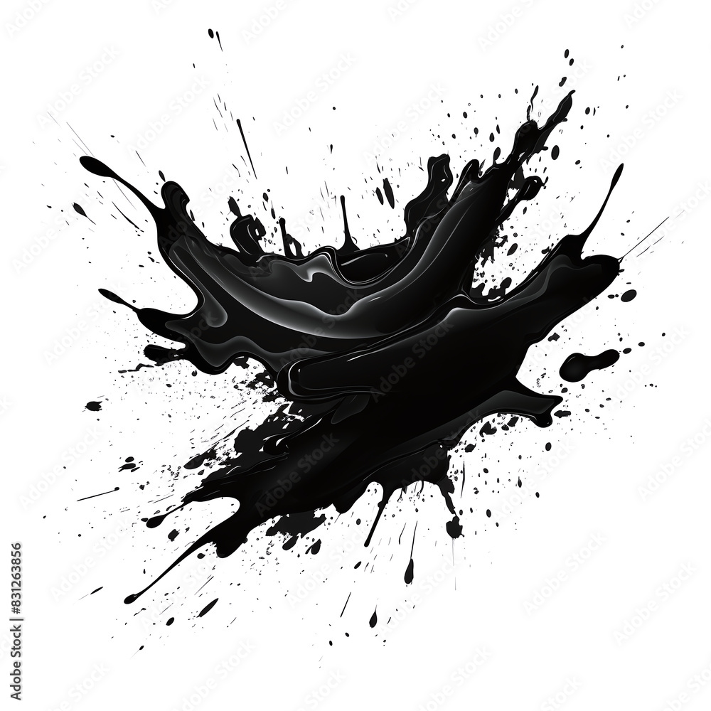 Abstract black in splash, paint, brush strokes, stain grunge isolated on white and transparent background, Japanese style Abstract black in splash, paint, brush strokes, stain grunge isolated on white and transparent background, Japanese style