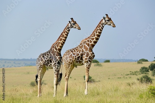 Giraffes Grazing Peacefully on the Savanna