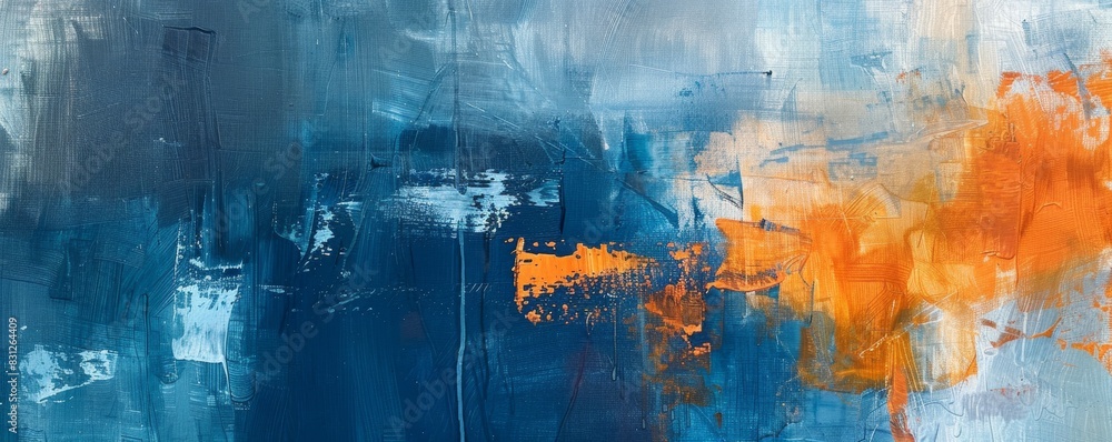 Abstract blue and orange painting texture