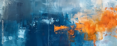 Abstract blue and orange painting texture