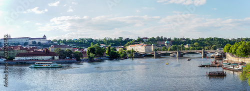 Panorama of the Vltava river from Charles Bridge