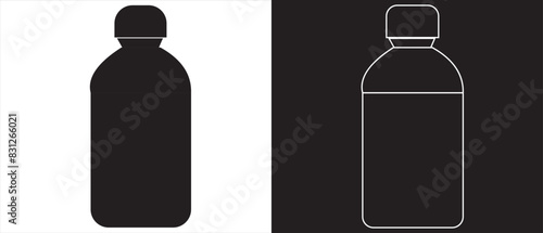 silhouette of a bottle of water icon. Bottle icon vector set. Suitable for design of soft drink, mineral water icon.