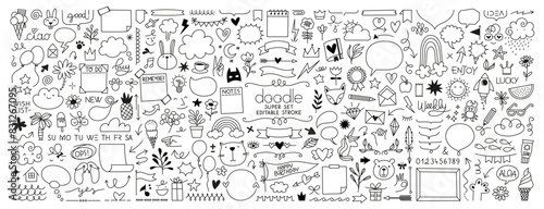 Simple sketch line style elements. Doodle cute ink pen line elements isolated on white background. Doodle arrow, heart, star, decoration symbol, icon set. Vector illustration