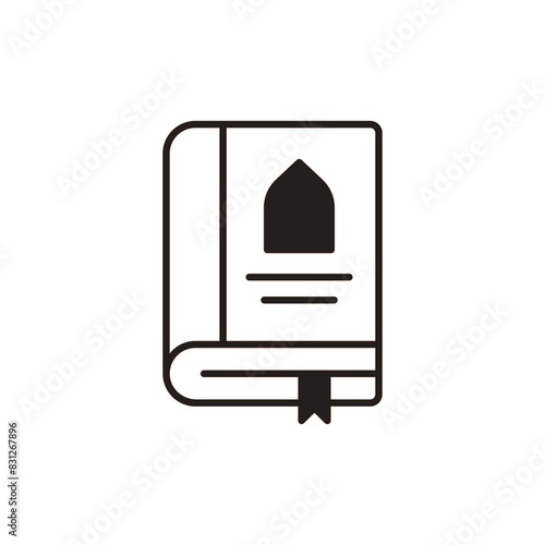 Quran icon design with white background stock illustration