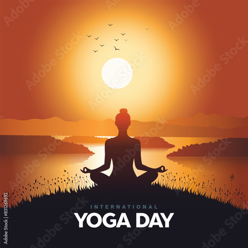 international yoga day. yoga body posture. group of Woman practicing yoga. vector illustration design