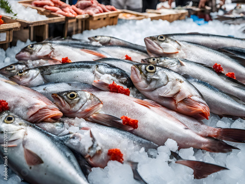 fresh fish on ice