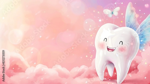 Tooth Fairy 3D Pink Sky Background Dental media