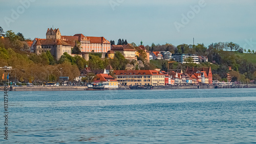 Beautiful spring view with reflections near Meersburg, Lake Bodensee, Baden-Württemberg, Germany