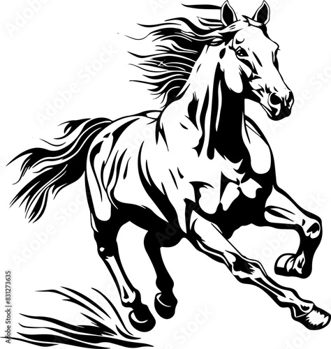 Equestrian Competitions Vector Illustration of Horse Riding Jockey Silhouette. AI generated illustration.