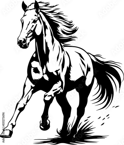Equestrian Competitions Vector Illustration of Horse Riding Jockey Silhouette. AI generated illustration.