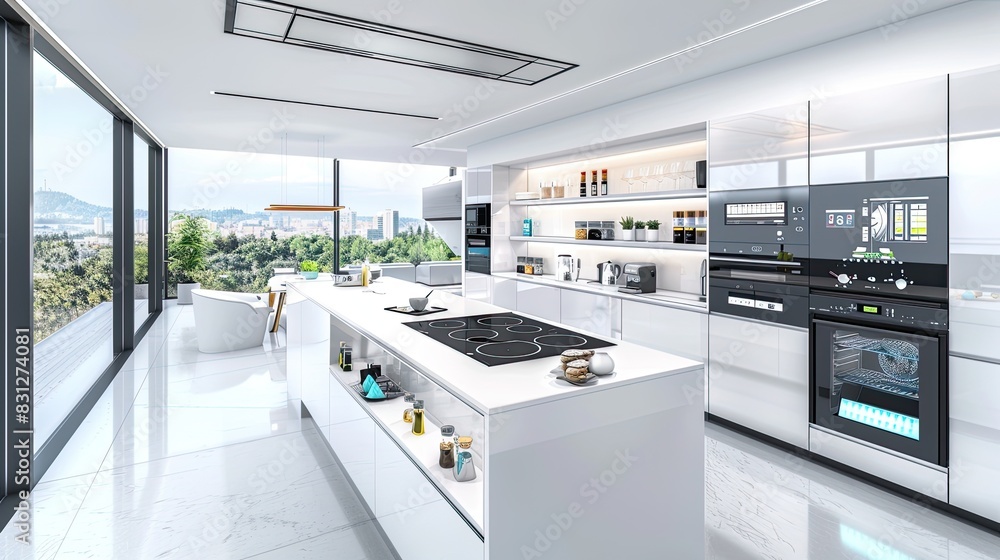 Sleek open kitchen with a high-tech design Sleek open kitchen with a high-tech design
