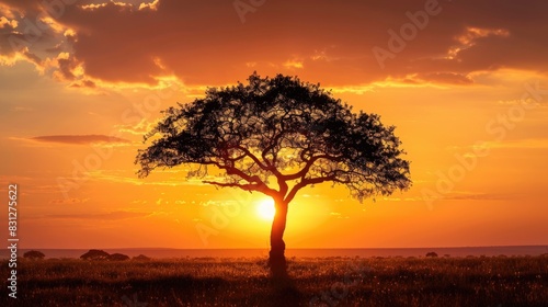 Silhouetted Tree Against a Sunset Sky