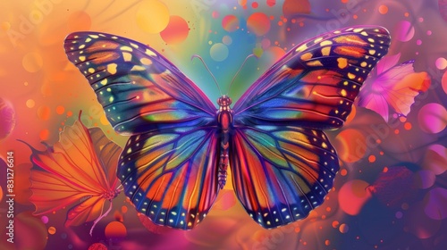 Vibrant butterfly on a colorful abstract background © Denys