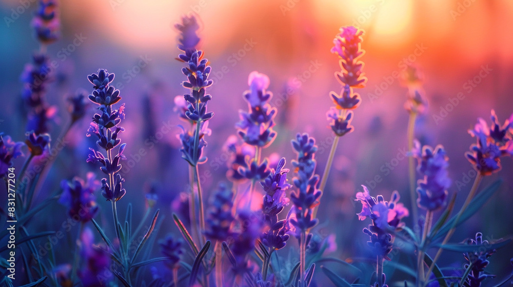 Closeup of purple flowers growing on field during sunset
Closeup of purple flowers growing on field during sunset