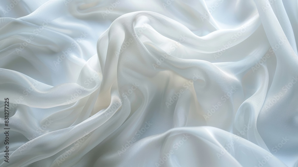 Abstract white fabric texture with a smooth, blurred effect, ideal for creating a gentle and calming background