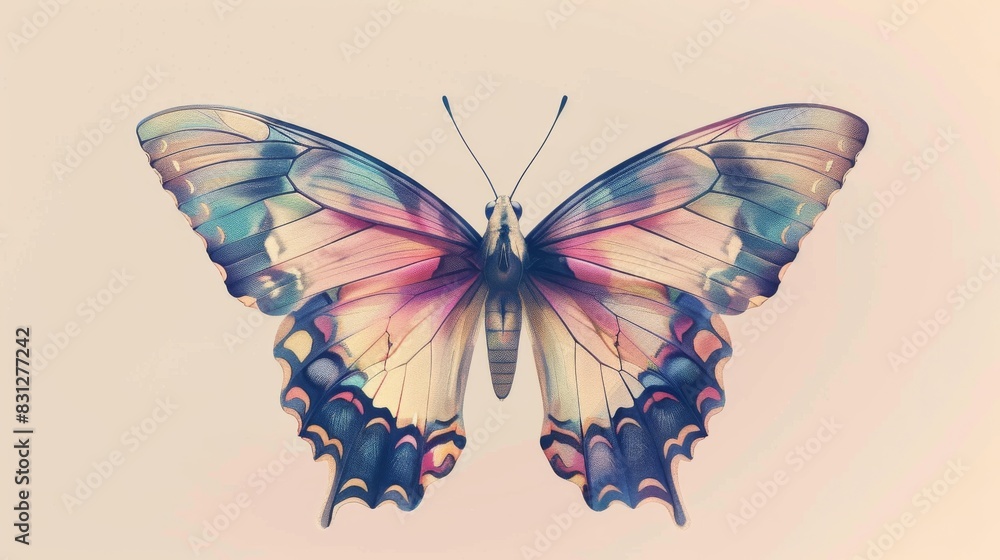 Fototapeta premium Radiant butterfly illustration on soft background