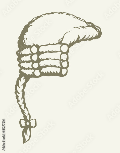 Vintage french wig. Vector drawing