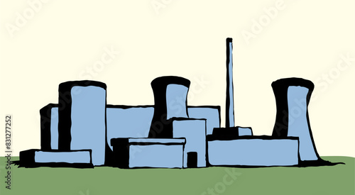Nuclear power plant. Vector drawing