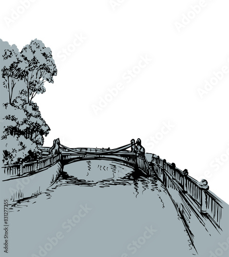 The bridge over the river in St. Petersburg. Vector drawing