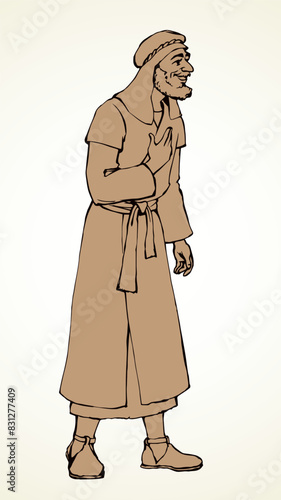 Jewish man in old clothes. Vector drawing