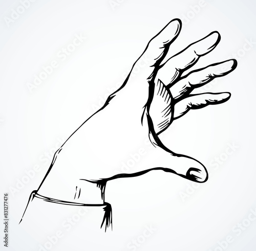A hand is extended to take. Vector drawing