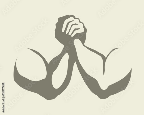 Hand wrestling contest. Vector drawing