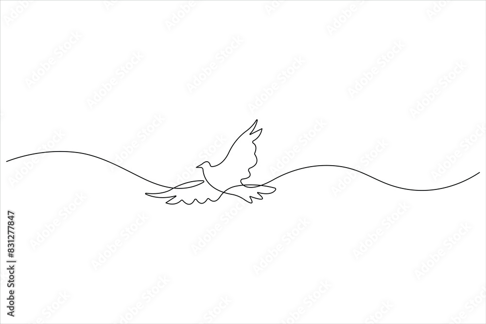 Fototapeta premium Continuous one line art drawing of cute bird simple outline vector illustration