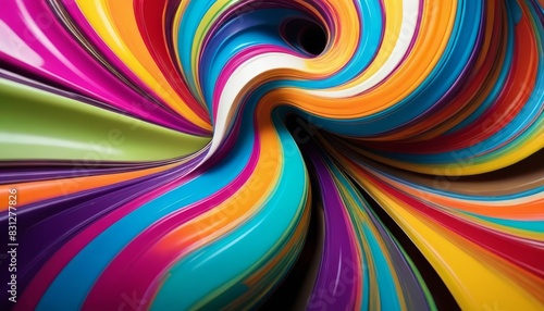 A dynamic abstract image featuring a vibrant swirl of rainbow colors, creating a visually striking and energetic composition perfect for creative projects, backgrounds, and artistic displays.. AI