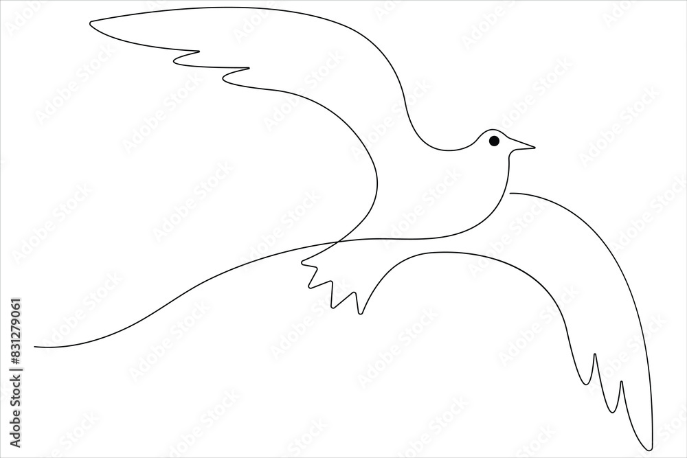 Continuous one line art drawing of cute bird simple outline vector illustration Continuous one line art drawing of cute bird simple outline vector illustration