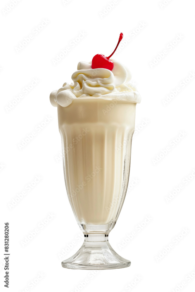 A tall glass of ice cream with a cherry on top isolated transparent background A tall glass of ice cream with a cherry on top isolated transparent background