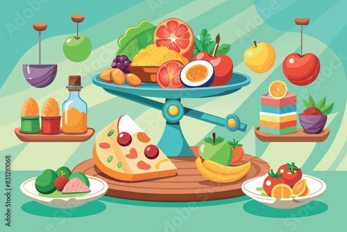 food items arranged on a two-tiered blue tray.