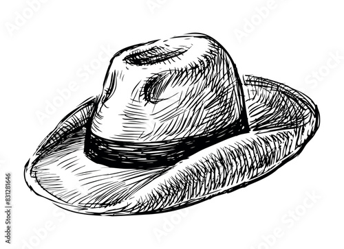 Hat, male,accessory, elegance, fashion, classic, retro style, one,sketch,vector hand drawn illustration isolated on white