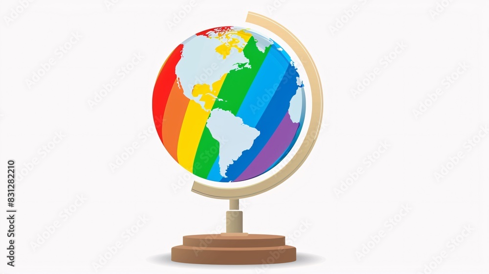 A globe with the rainbow flag of lesbianism on it, on a white background, illustration, flat design, simple style, high resolution, professional photograph, no blur, sharp focus, studio A globe with the rainbow flag of lesbianism on it, on a white background, illustration, flat design, simple style, high resolution, professional photograph, no blur, sharp focus, studio