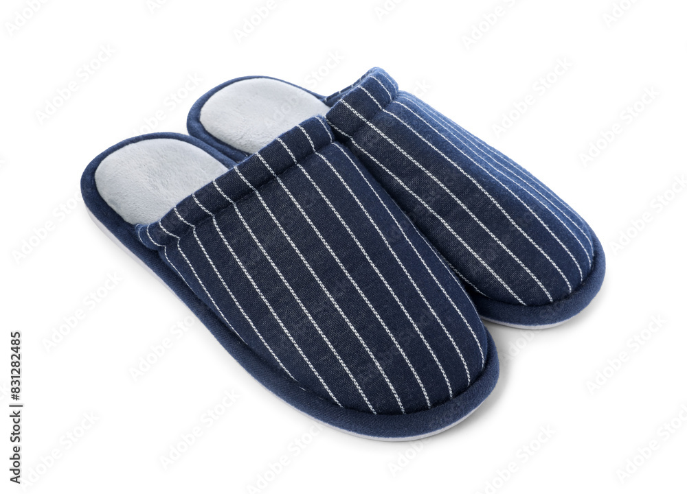 Pair of striped slippers isolated on white Pair of striped slippers isolated on white