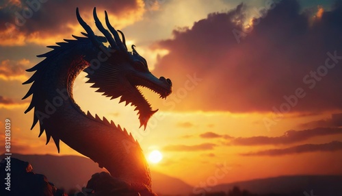 dragon at sunset