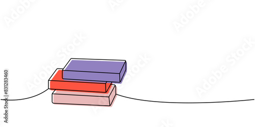 Washing sponge, washcloth one line colored continuous drawing. Cleaning service tools continuous one line illustration. Vector linear illustration.