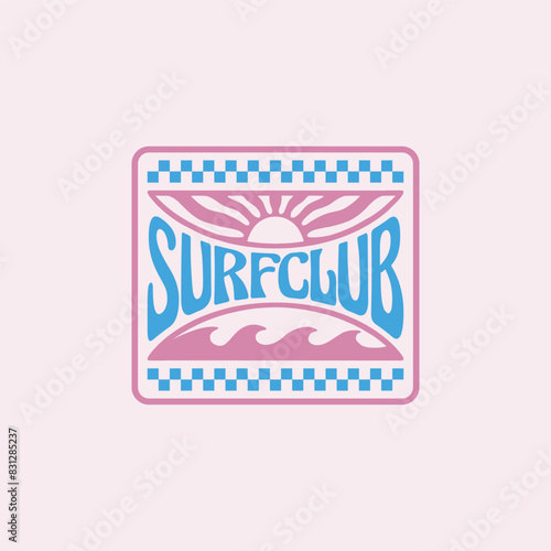 Vintage surf design template for surf club, surf shop, surf merch.
