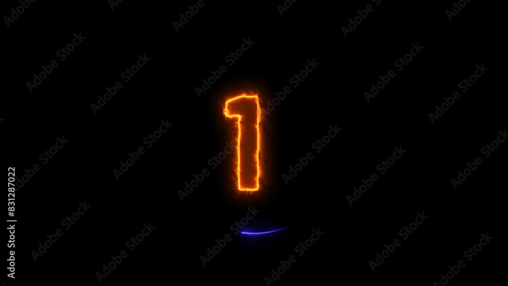 Abstract glowing neon text 1 number countdown timer illustration background. Abstract glowing neon text 1 number countdown timer illustration background.