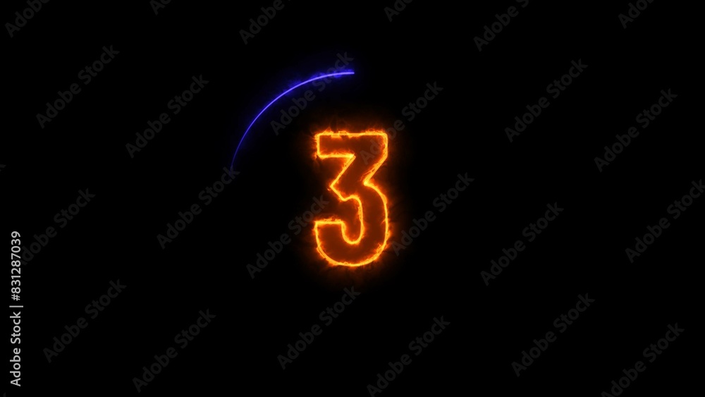 Abstract glowing neon text 3 number illustration background. Abstract glowing neon text 3 number illustration background.