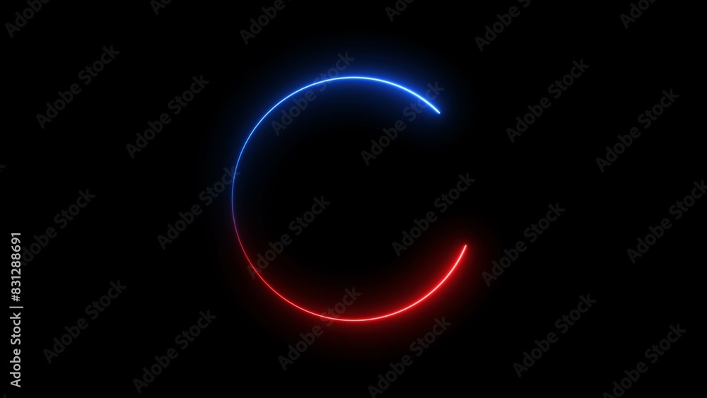 Abstract beautiful red blue neon frame circle loading icon background illustration 4k. Abstract beautiful red blue neon frame circle loading icon background illustration 4k.