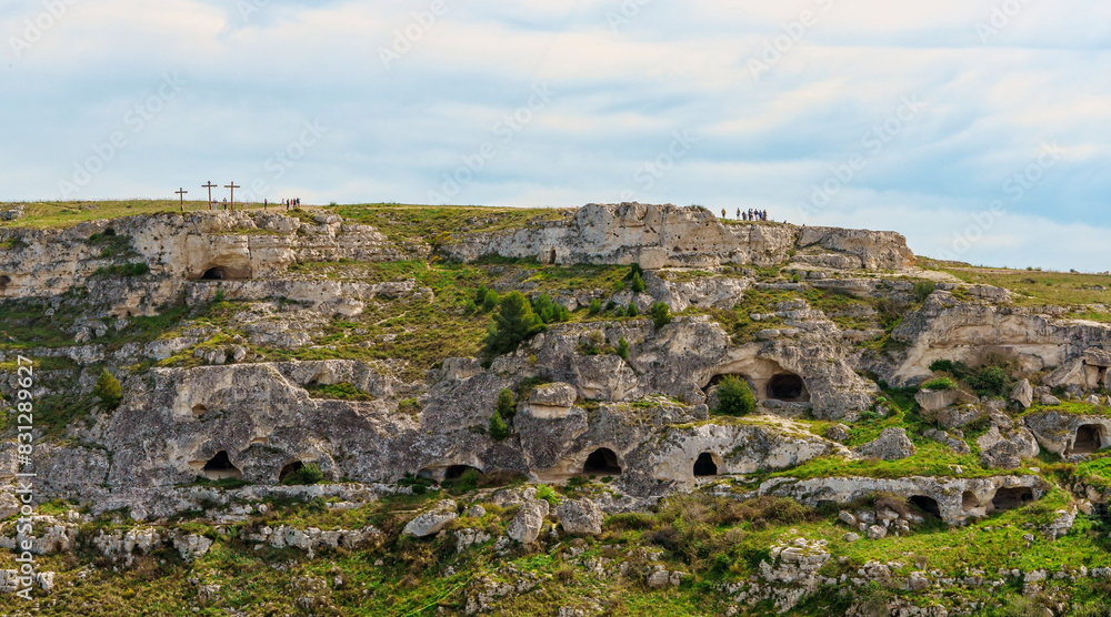 landscape with rocks, Matera, Basilicata, Italy, Europe, March 2024 landscape with rocks, Matera, Basilicata, Italy, Europe, March 2024